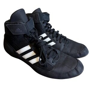 Adidas HVC Wrestling Shoes Mens 10 Black White High Top AQ3325 Combat Training